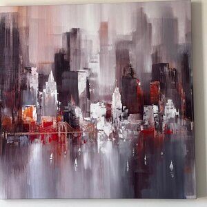 large abstract cityscape painting